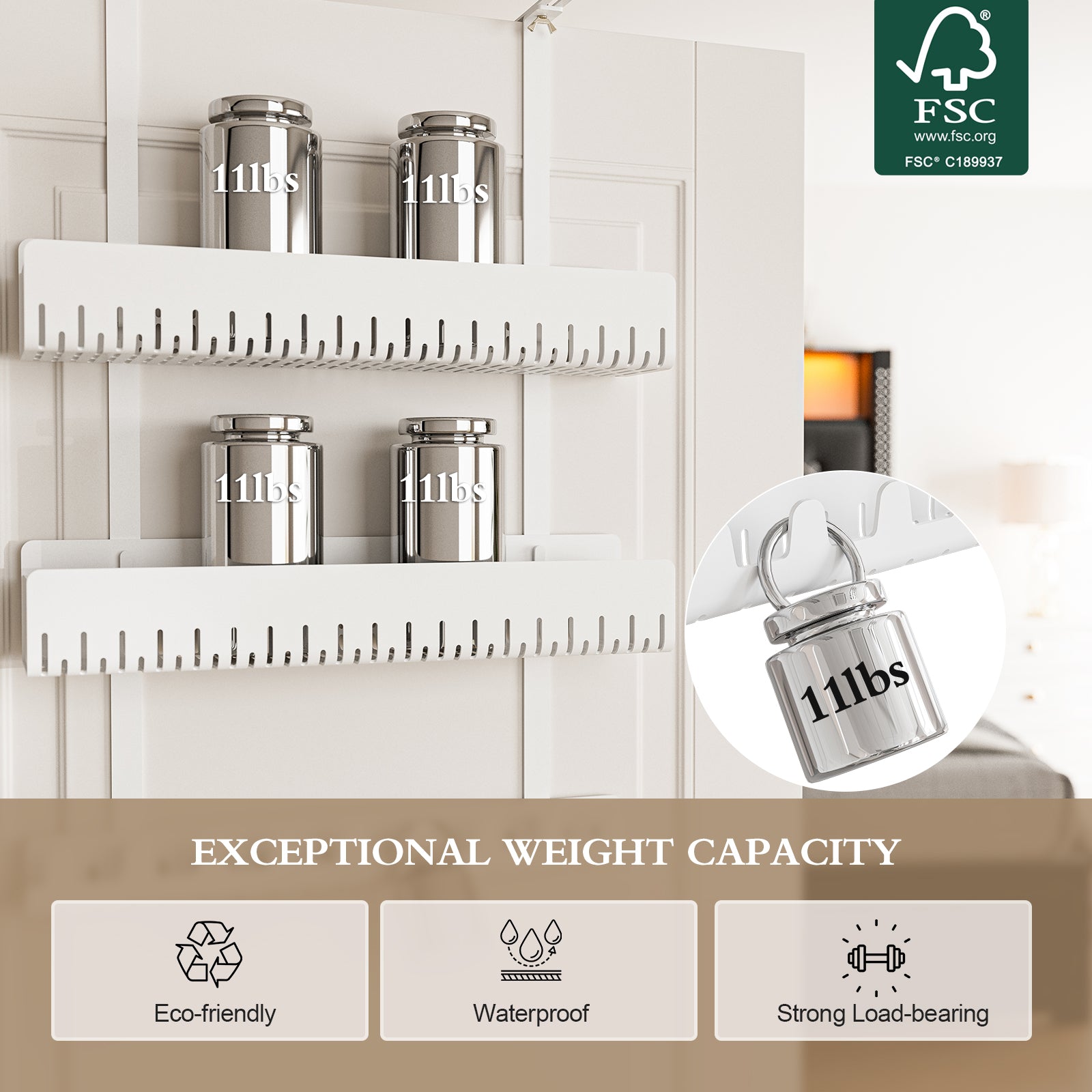 Over The Door Triple Hook Rack - 30 Hooks For Belts, Towels & Coats, Heavy Duty Metal