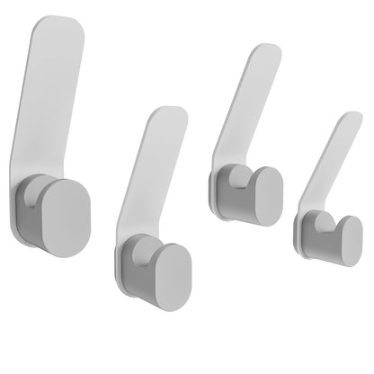 KAPANOU Lot de 4 patères murales doubles en métal robuste pour salle de bain, chambre, entrée, crochets muraux polyvalents et décoratifs en aluminium pour suspendre serviettes, chapeaux, sacs (gris)