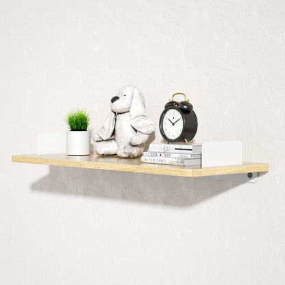 Floating shelf-BBB08-White）KAPANOU Floating Shelves for Wall, Modern Hanging Bookshelf with White Metal Brackets for Office Decor, Wooden Wall Mounted Shelf for Farmhouse Kitchen Bathroom Bedroom, Rustic Brown