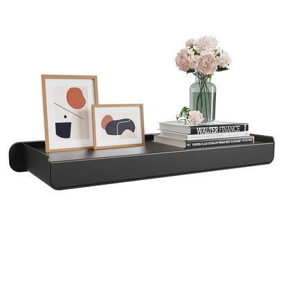 Floating shelf-AAA06-Black）KAPANOU Black Floating Shelves for Wall Display, Wall Mounted Aluminum Shelf for Book Storage, Bathroom, Living Room, Bedroom, Kitchen, Modern and Heavy Duty Hanging Shelves for Home Decor