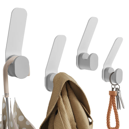 KAPANOU Lot de 4 patères murales doubles en métal robuste pour salle de bain, chambre, entrée, crochets muraux polyvalents et décoratifs en aluminium pour suspendre serviettes, chapeaux, sacs (gris)