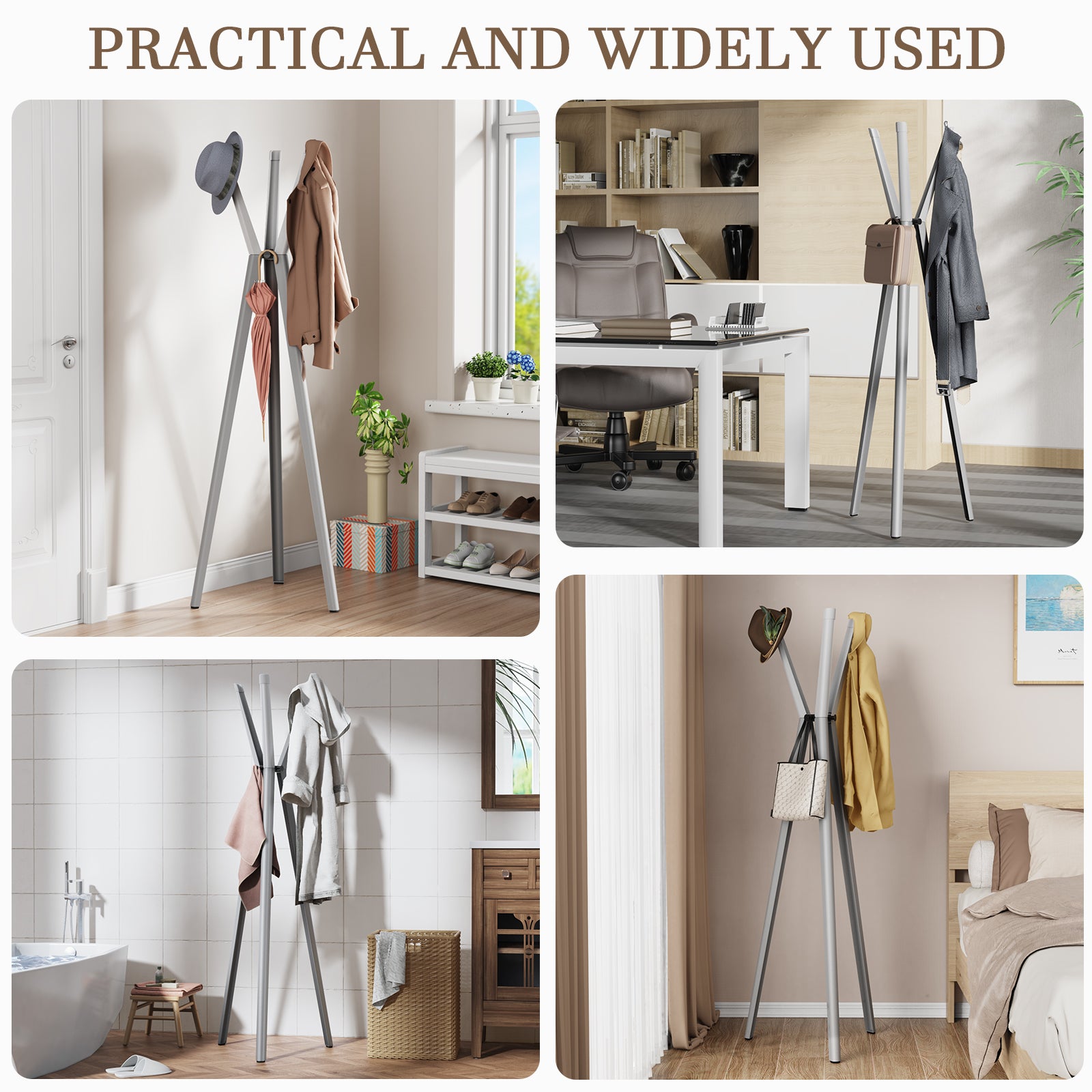 KAPANOU Freestanding Coat Rack with 6 Hooks, Entryway Hall Tree