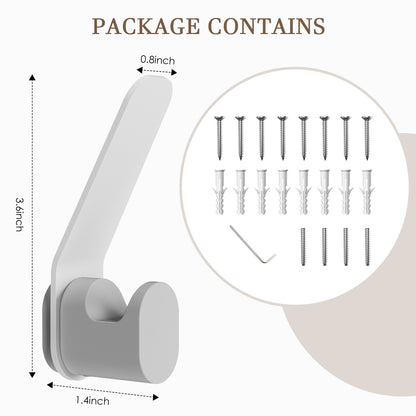 KAPANOU Lot de 4 patères murales doubles en métal robuste pour salle de bain, chambre, entrée, crochets muraux polyvalents et décoratifs en aluminium pour suspendre serviettes, chapeaux, sacs (gris)